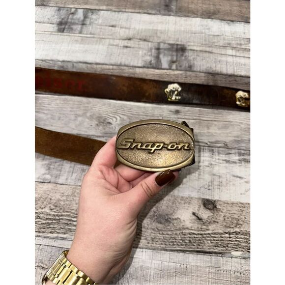 Rare Vintage 70s Snap On Tools Budweiser Beer Leather Belt Made In USA - Picture 2 of 5